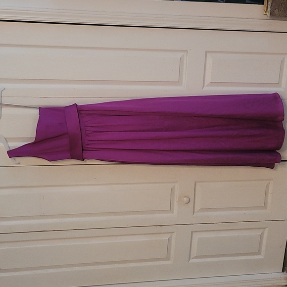 White by Vera Wang Medium Purple One Shoulder Gown with Slit - Picture 1 of 16